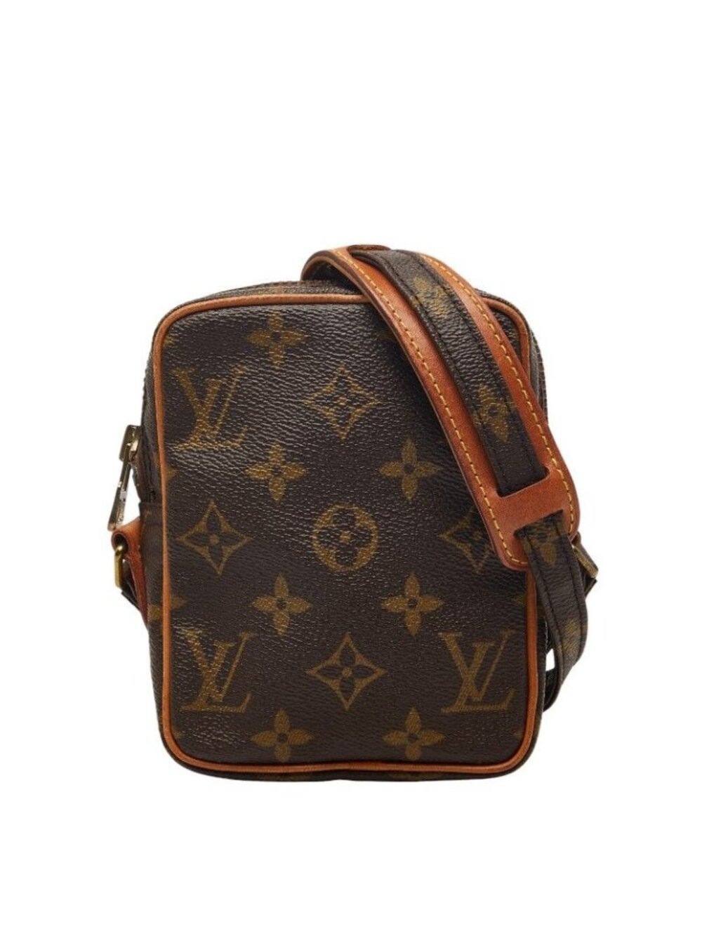 Louis Vuitton Monogram Mini Danube Crossbody Shoulder Bag Brown Leather